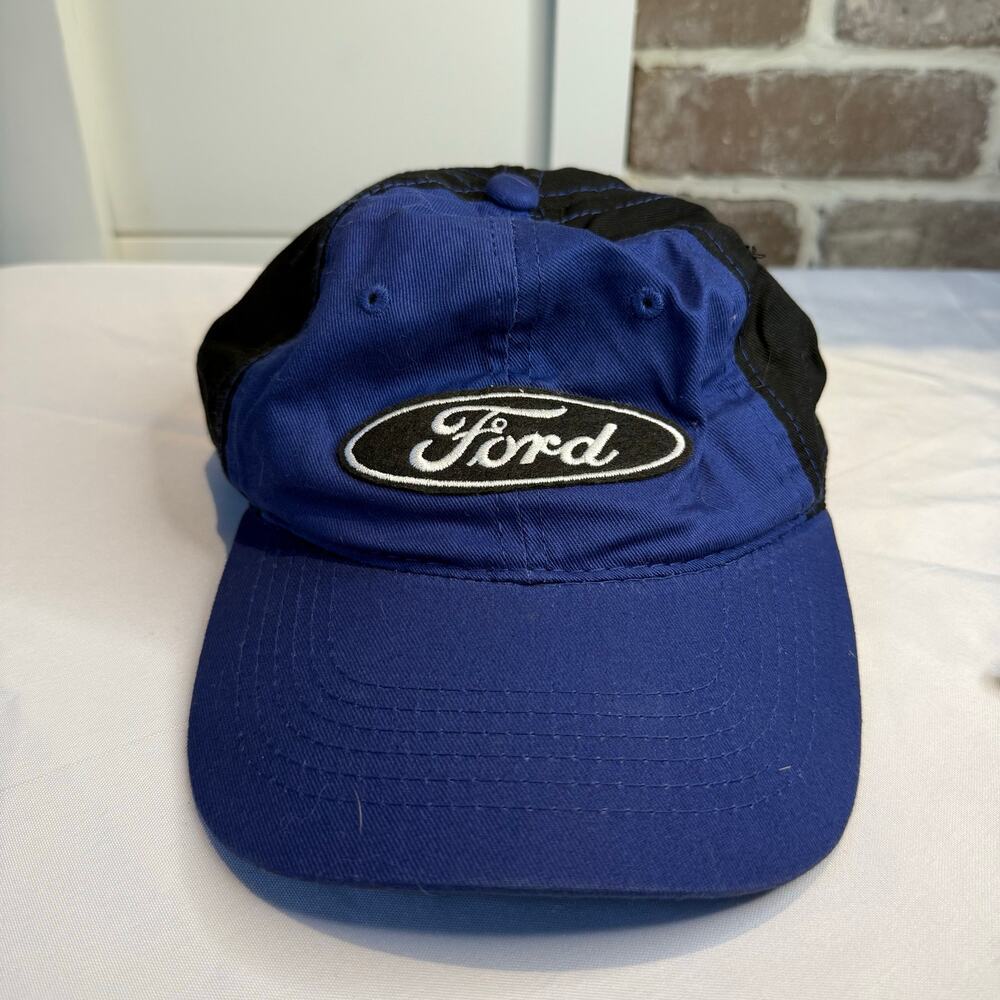 Vintage Ford Auto Racing Drag Racing Hat Cap Blue Black Adjustable Official Licn